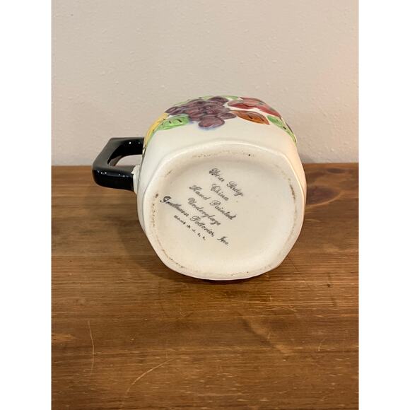 Vtg Southern Potteries Hand Painted Fruit Pitcher Apple & Grape Relief USA Made - Picture 6 of 7